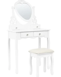 Toucador Com 4 Gavetas E Banco Branco Diva