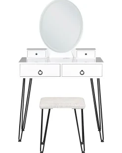 Toucador Com 4 Gavetas E Banco Branco E Preto Soye