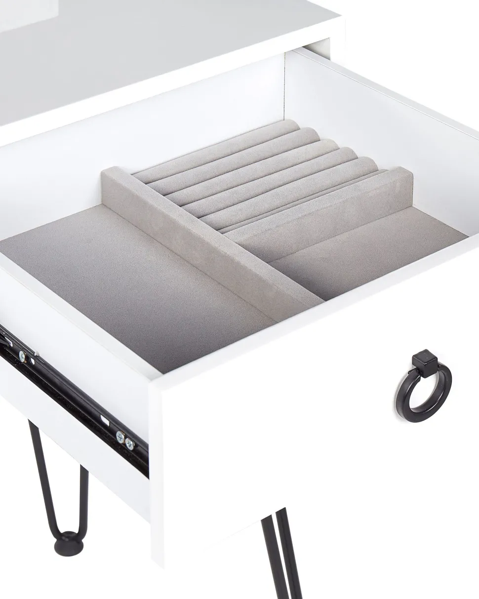 Toucador Com 4 Gavetas E Banco Branco E Preto Soye