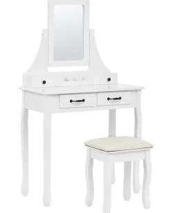 Toucador Com 5 Gavetas E Banco Branco Rayon