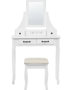 Toucador Com 5 Gavetas E Banco Branco Rayon