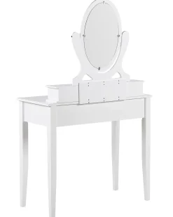 Toucador Com 4 Gavetas E Banco Branco Lune