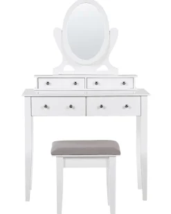 Toucador Com 4 Gavetas E Banco Branco Lune