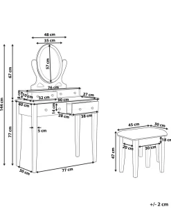 Toucador Com 4 Gavetas E Banco Branco Lune