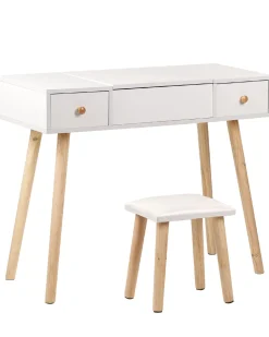 Toucador Com 2 Gavetas E Banco Branco Brioude