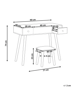 Toucador Com 2 Gavetas E Banco Branco Brioude