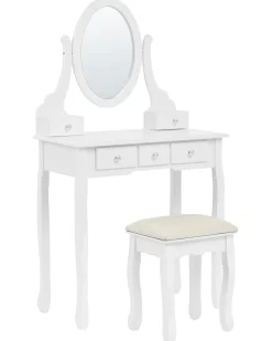 Toucador Com 5 Gavetas E Banco Branco Galaxie