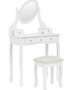 Toucador Com 5 Gavetas E Banco Branco Galaxie