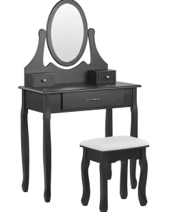 Toucador Com 3 Gavetas E Banco Preto Astre