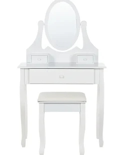 Toucador Com 3 Gavetas E Banco Branco Astre