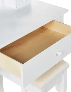 Toucador Com 3 Gavetas E Banco Branco Astre