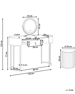 Toucador Com 2 Gavetas E Pufe Verde Escuro E Dourado Vinax