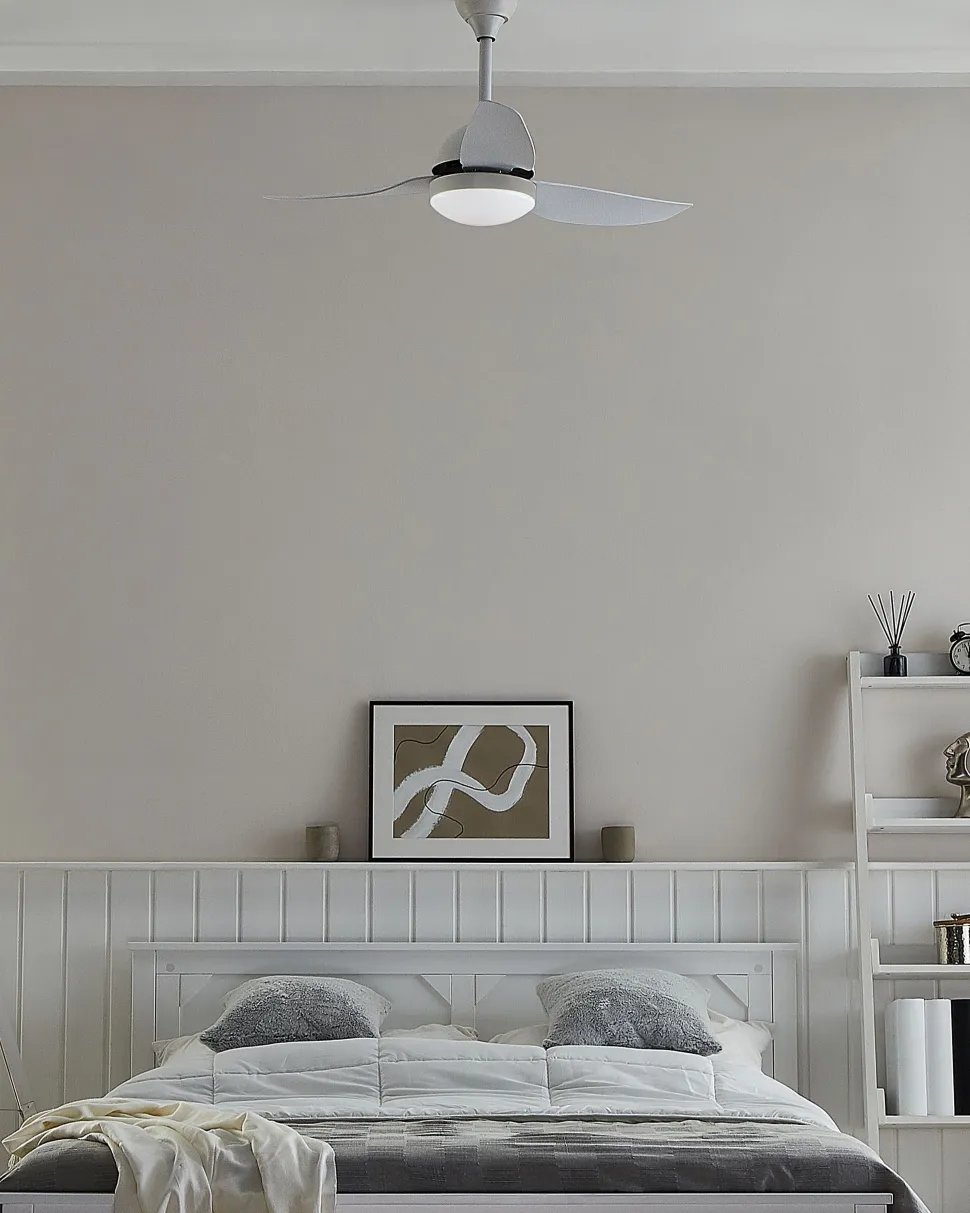 Ventoinha De Teto Branca Com Luz Led Toplica