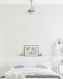 Ventoinha De Teto Branca Com Luz Led Toplica