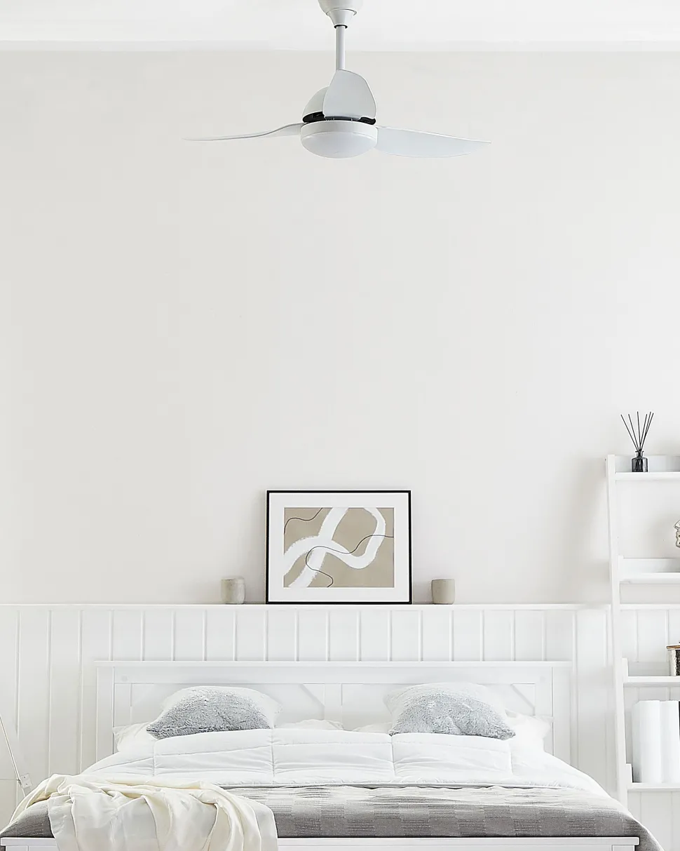 Ventoinha De Teto Branca Com Luz Led Toplica