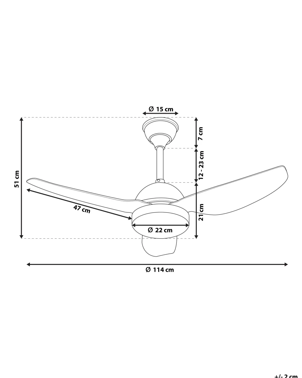 Ventoinha De Teto Branca Com Luz Led Toplica
