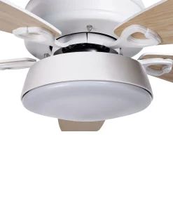 Ventoinha De Teto Castanha E Branca Com Iluminação Logan