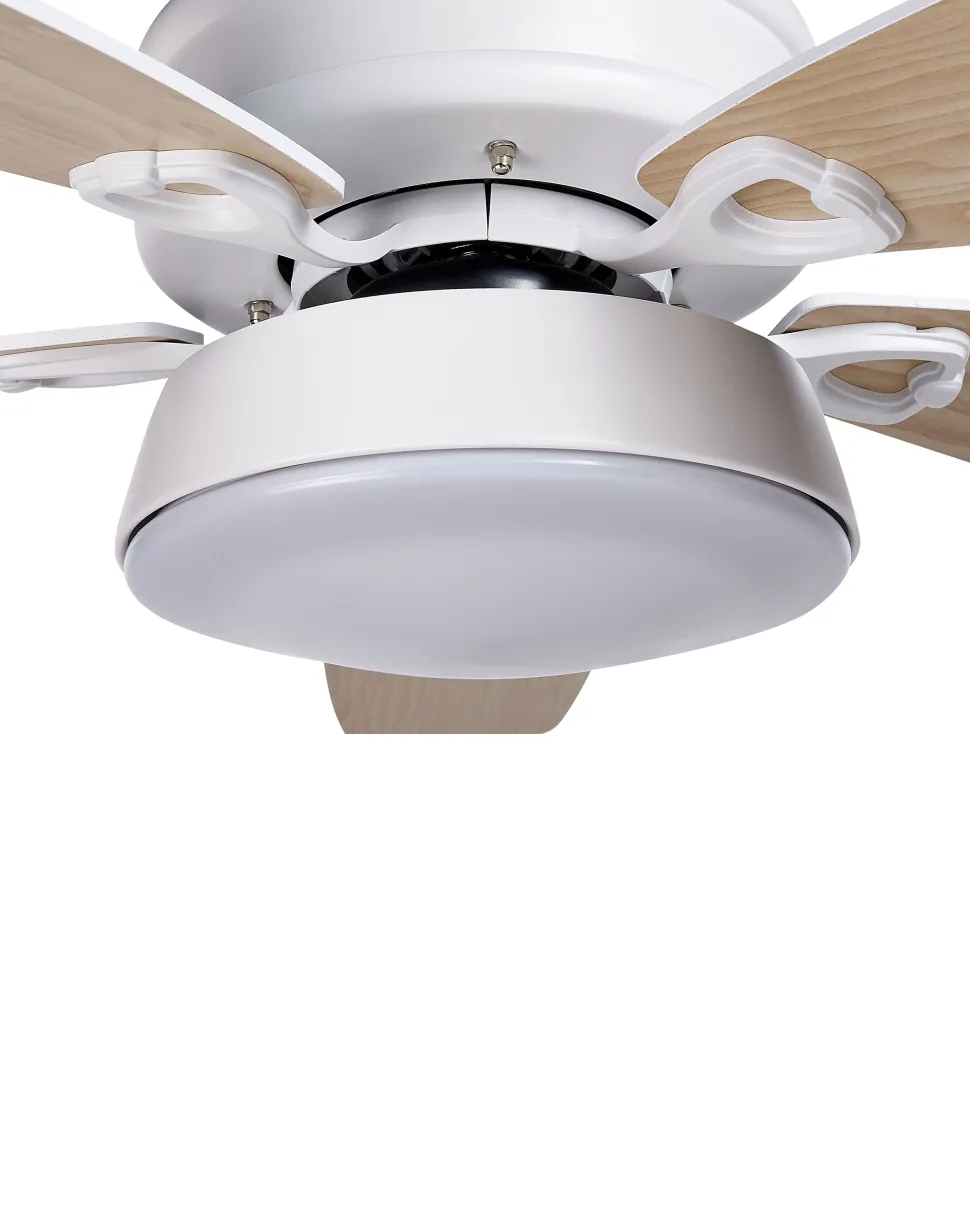 Ventoinha De Teto Castanha E Branca Com Iluminação Logan