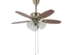 Ventoinha De Teto Castanha E Dourada Com Luz Nadela