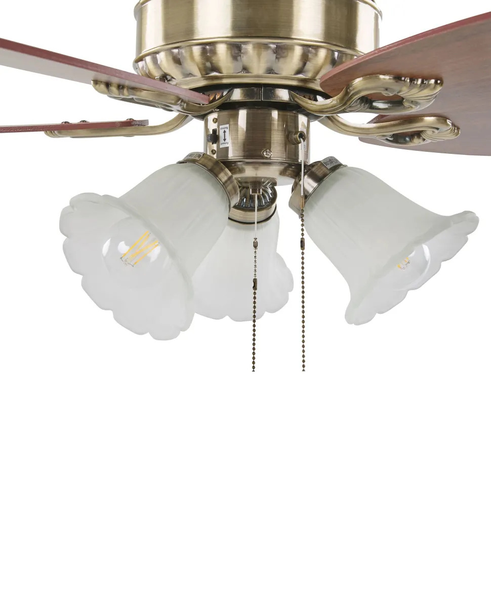 Ventoinha De Teto Castanha E Dourada Com Luz Nadela