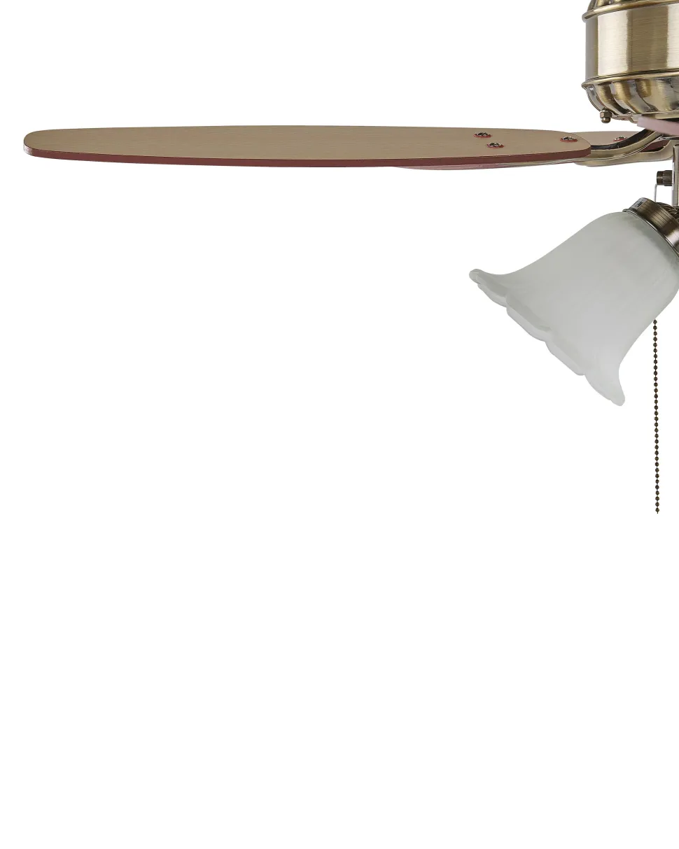 Ventoinha De Teto Castanha E Dourada Com Luz Nadela