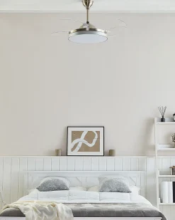 Ventoinha De Teto Com Luz Em Prateado Ibar