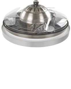 Ventoinha De Teto Com Luz Em Prateado Ibar