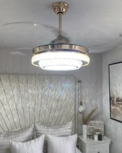 Ventoinha De Teto Dourada Com Iluminação Ashley