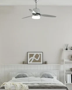 Ventoinha De Teto Prateada Com Luz Led Mlava