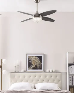 Ventoinha De Teto Prateada E Cinzenta Com Luz Led Zarqa