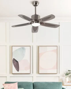 Ventoinha De Teto Prateada Com Iluminação Coyote