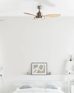 Ventoinha De Teto Prateada Com Luz Led Banderas