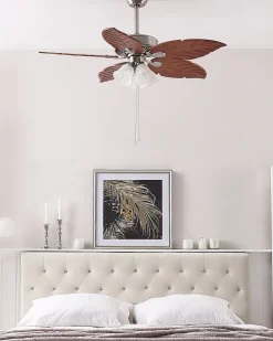 Ventoinha De Teto Prateada E Castanha Clara Com Luz Gila