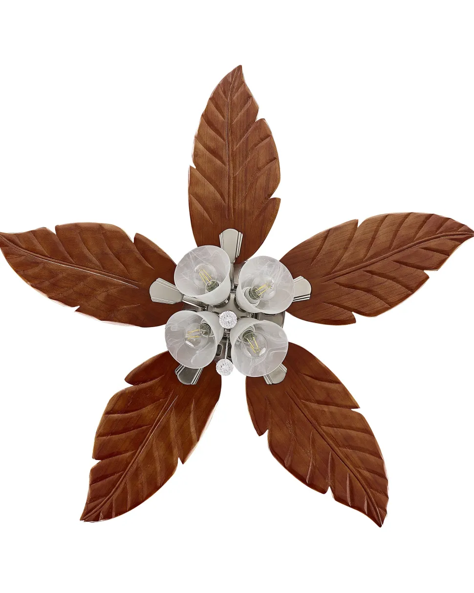 Ventoinha De Teto Prateada E Castanha Clara Com Luz Gila