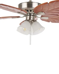 Ventoinha De Teto Prateada E Castanha Clara Com Luz Gila