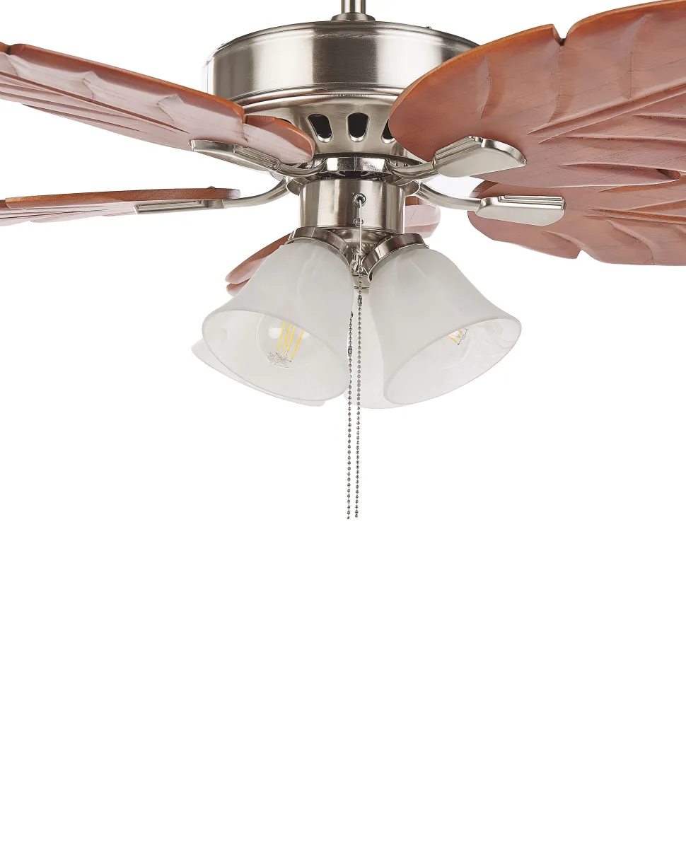 Ventoinha De Teto Prateada E Castanha Clara Com Luz Gila