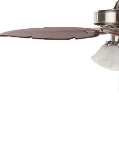 Ventoinha De Teto Prateada E Castanha Clara Com Luz Gila