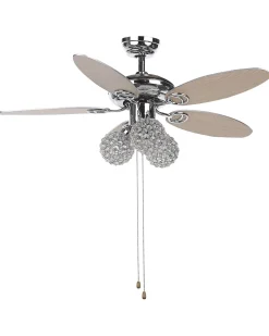 Ventoinha De Teto Prateada Com Luz Heilong