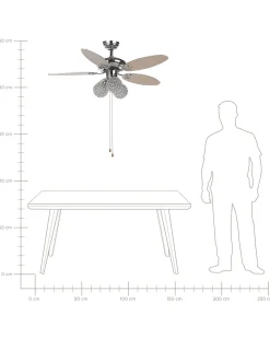 Ventoinha De Teto Prateada Com Luz Heilong