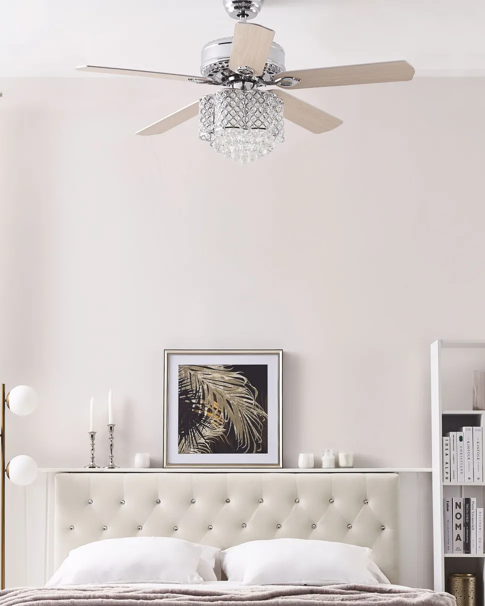 Ventoinha De Teto Prateada Com Luz Huai