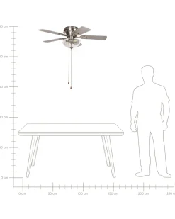 Ventoinha De Teto Prateada Com Luz Sirama