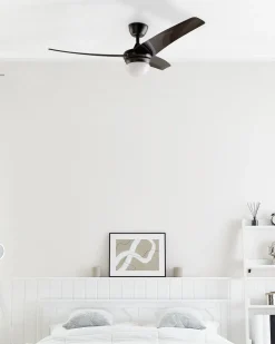 Ventoinha De Teto Preta Com Luz Led Jiboa