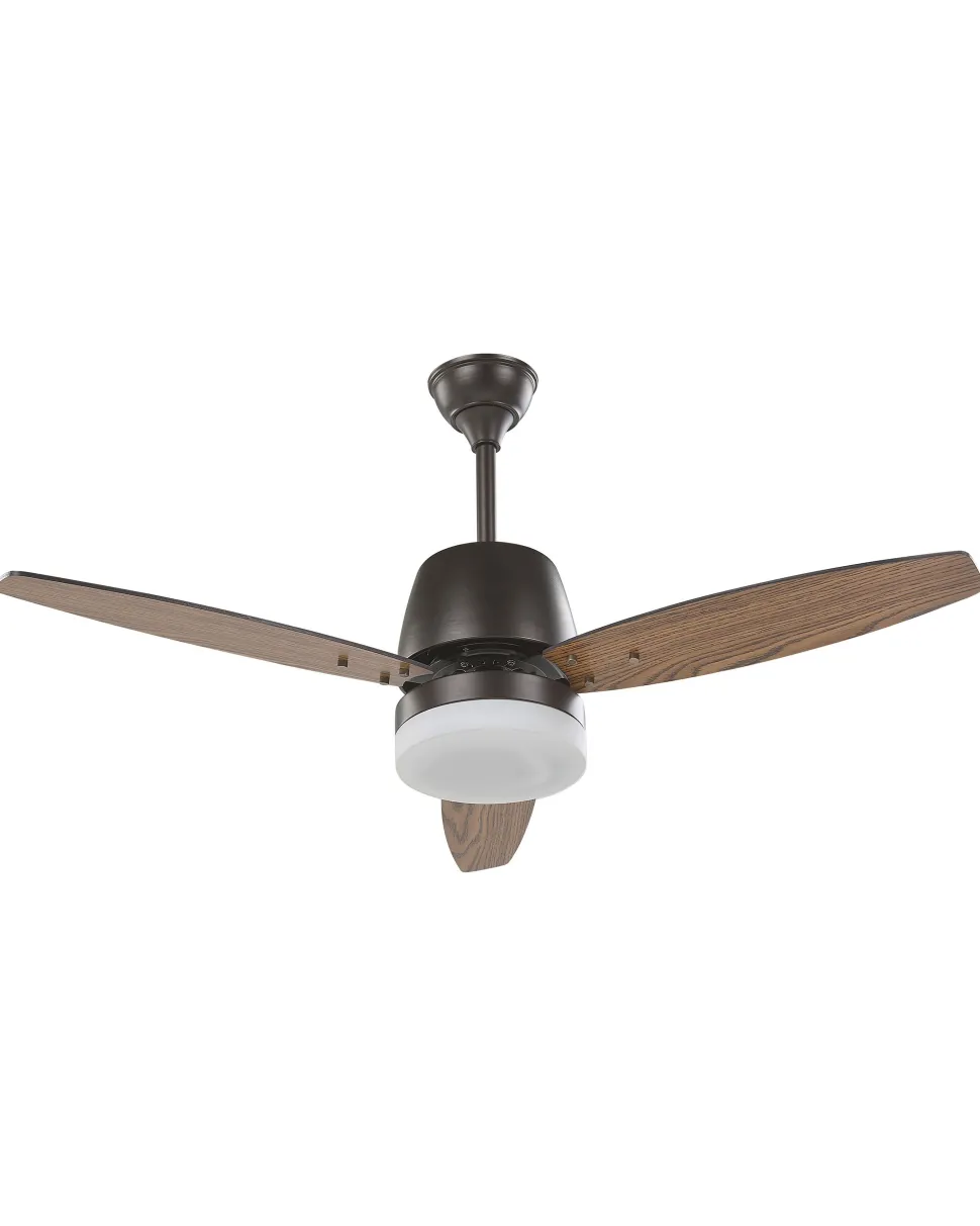 Ventoinha De Teto Preta E Castanha Com Luz Led Mlava