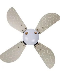 Ventoinha De Teto Preta E Amarela Com Iluminação Dolores