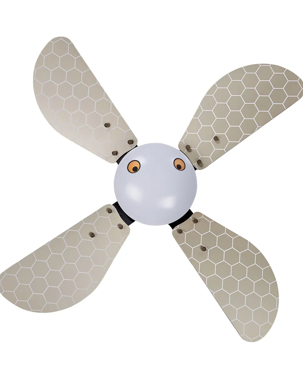 Ventoinha De Teto Preta E Amarela Com Iluminação Dolores