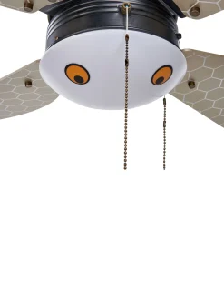 Ventoinha De Teto Preta E Amarela Com Iluminação Dolores