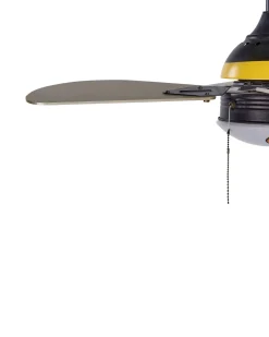 Ventoinha De Teto Preta E Amarela Com Iluminação Dolores